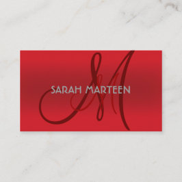 Rode tinten, eenvoudige aangepaste monogram-visite visitekaartje