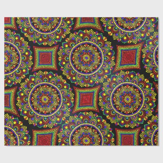 Rode tinten Mandala inpakpapier (Vlak)