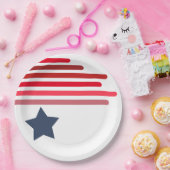 Rode tinten met Blue Star -  Papieren Bordje (Feest)