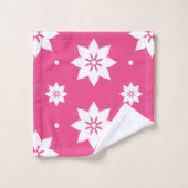Rode tinten: roze witte bloemen bad handdoek (Wasdoekje)