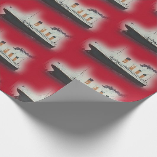 Rode Titanic sjerp kerst Cadeaupapier (Hoek)