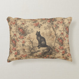 Rode Toile Chinoiserie Kat Damast Accent Kussen