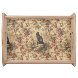 Rode Toile Chinoiserie Kat Damast Dienblad