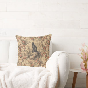 Rode Toile Chinoiserie Kat Damast Kussen