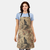 Rode Toile Chinoiserie Kat Damast Schort (Gedragen)