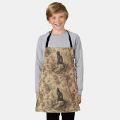 Rode Toile Chinoiserie Kat Damast Schort (Gedragen)