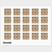Rode Toile Chinoiserie Kat Damast Vierkante Sticker (Vel)