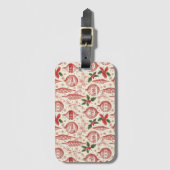 Rode toile chinoiserie kerstornamenten bagagelabel (Voorkant (verticaal))