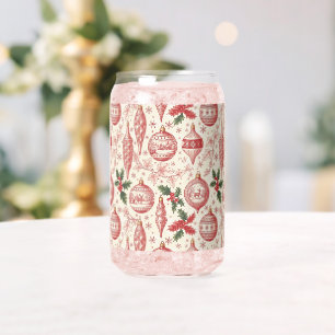 Rode toile chinoiserie kerstornamenten blikvorm glas