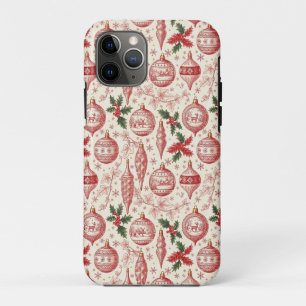 Rode Toile Chinoiserie Kerstornamenten Case-Mate iPhone Case
