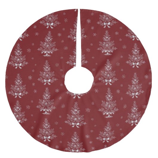 Rode Toile De Jouy Coquette Kerstblad Kerstboom Rok (Voorkant)