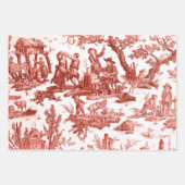 Rode Toile de Jouy Inpakpapier Vel (Voorkant)