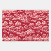 Rode Toile de Jouy Inpakpapier Vel (Voorkant 3)
