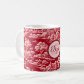 Rode Toile de Jouy Koffiemok (Voorkant links)