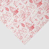 Rode Toile de Jouy Moderne Kerstscènes Tissuepapier (Detail)