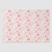 Rode Toile de Jouy Moderne Kerstscènes Tissuepapier (Voorkant)