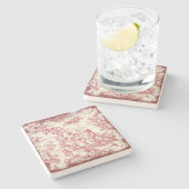 rode Toile de Jouy paar gedrukt Stenen Onderzetter (Zijkant)