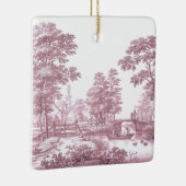 Rode Toile  Franse Pastoral Bridge Boat Keramisch Ornament (Rechts)