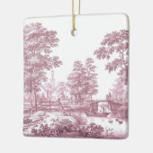 Rode Toile  Franse Pastoral Bridge Boat Keramisch Ornament (Links)