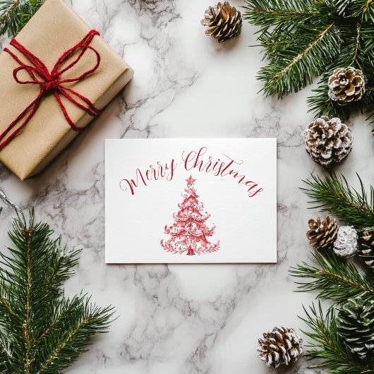Rode Toile kerstboom Briefkaart