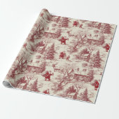Rode Toile Kerstman Vintage Cadeaupapier (Uitgerold)