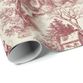 Rode Toile Kerstman Vintage Cadeaupapier (Rol Hoek)