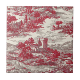 Rode Toile Landschapscene Tegeltje