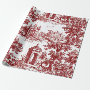 Rode toile met historische architectuur en pastora cadeaupapier