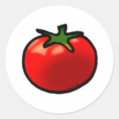 Rode tomaat grillige aangepaste kunst ronde sticker (Voorkant)