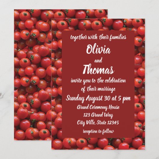 Rode Tomaat Moderne Bruiloft Kaart (Voorkant / Achterkant)
