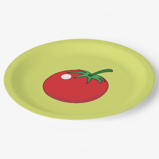 Rode tomaat papieren bordje (Gekanteld)