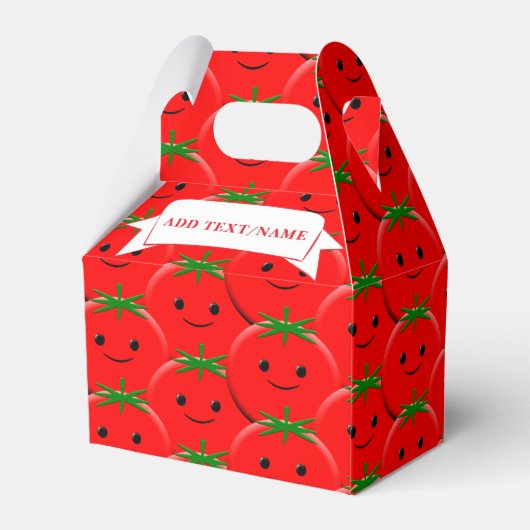 Rode Tomaat Patroon Aangepaste naam Bedankdoosjes (Achterkant)