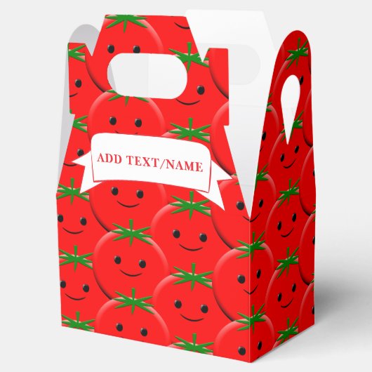 Rode Tomaat Patroon Aangepaste naam Bedankdoosjes (Geopend)