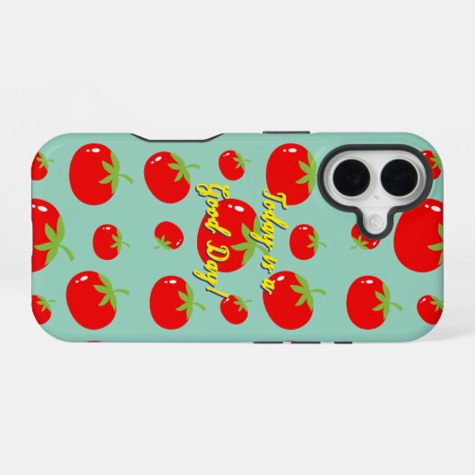 Rode Tomaat Patroon iPhone 16 Hoesje (Achterkant horizontaal)