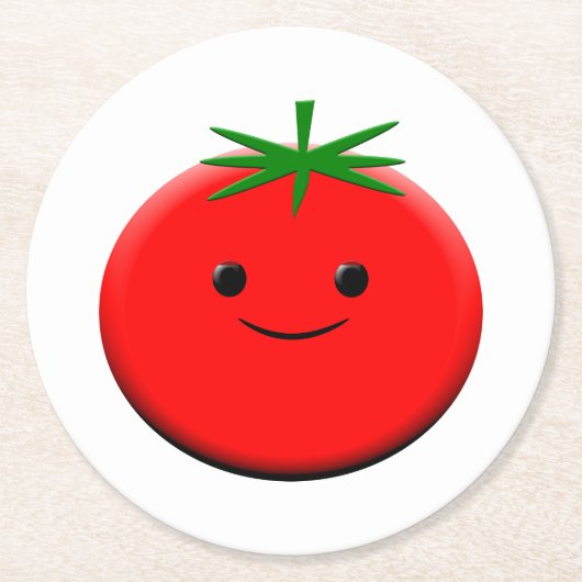 Rode tomaat ronde kartonnen onderzetter (Voorkant)