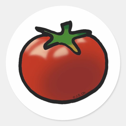Rode tomaat ronde sticker (Voorkant)