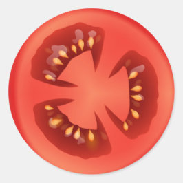 Rode tomaat schijf ronde sticker