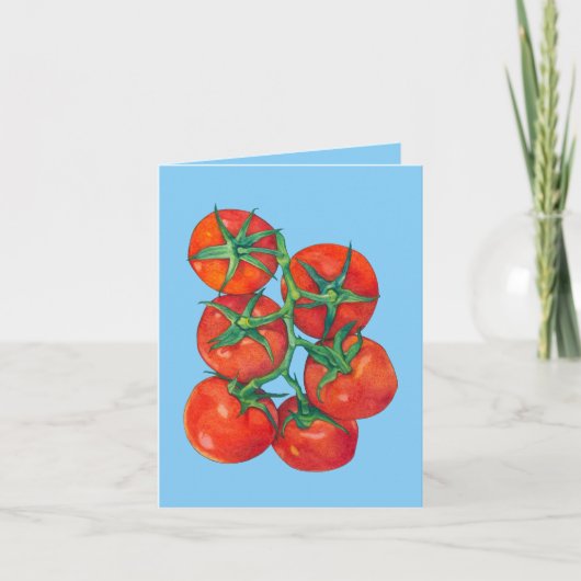 Rode tomaten blauwe notitiekaart (Voorkant)