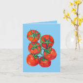Rode tomaten blauwe notitiekaart (Gele Bloem)