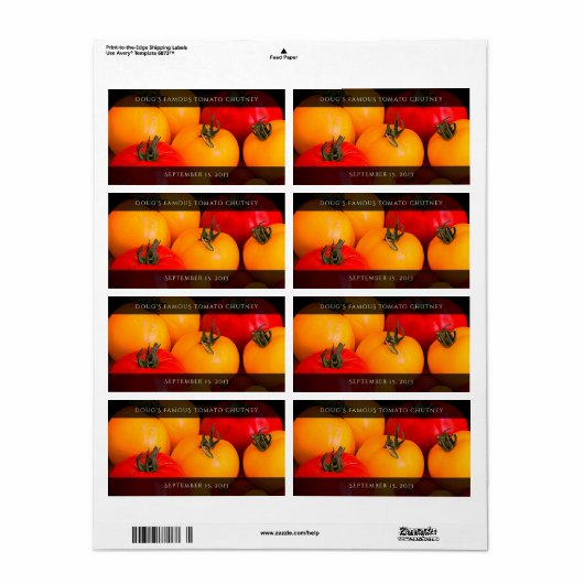 Rode tomaten, geeltomaten etiket (Full Sheet)