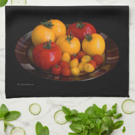 Rode tomaten, geeltomaten theedoek