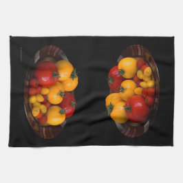 Rode tomaten, geeltomaten theedoek