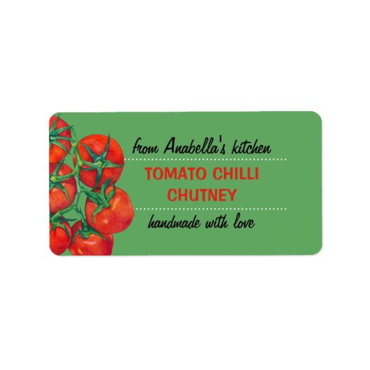 Rode tomaten groene keuken behoudt label (Voorkant)