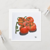 Rode tomaten op de wijnstok kaart (Voorkant / Achterkant in situ)