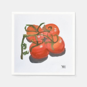 Rode tomaten op de wijnstok servet