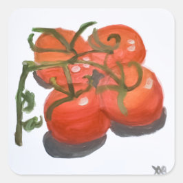 Rode tomaten op de wijnstok vierkante sticker
