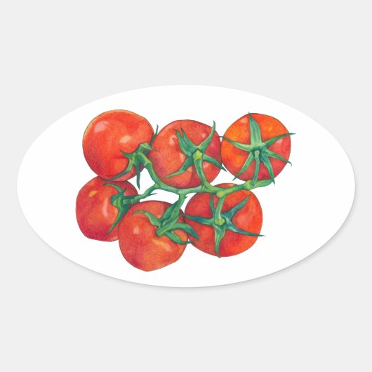 Rode Tomaten Ovale Sticker (Voorkant)