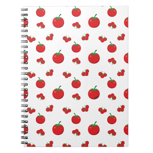 Rode tomatenpatroon op wit notitieboek (Voorkant)