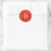 Rode tomatenschijf ronde sticker (Tas)