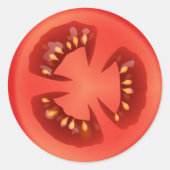 Rode tomatenschijf ronde sticker (Voorkant)